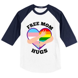 Free Mom Hugs Rainbow And Flag Heart Pride Lgbtq Great Gift Baseball Sleeve Shirt