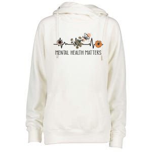 Floral Mental Health Adult and  Mental Health Awareness  Womens Funnel Neck Pullover Hood