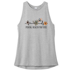 Floral Mental Health Adult and  Mental Health Awareness  Ladies PosiCharge Tri-Blend Wicking Tank