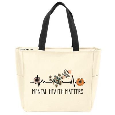 Floral Mental Health Adult and  Mental Health Awareness  Zip Tote Bag