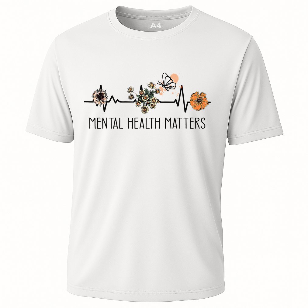 Floral Mental Health Adult and  Mental Health Awareness  Cooling Performance Crew T-Shirt