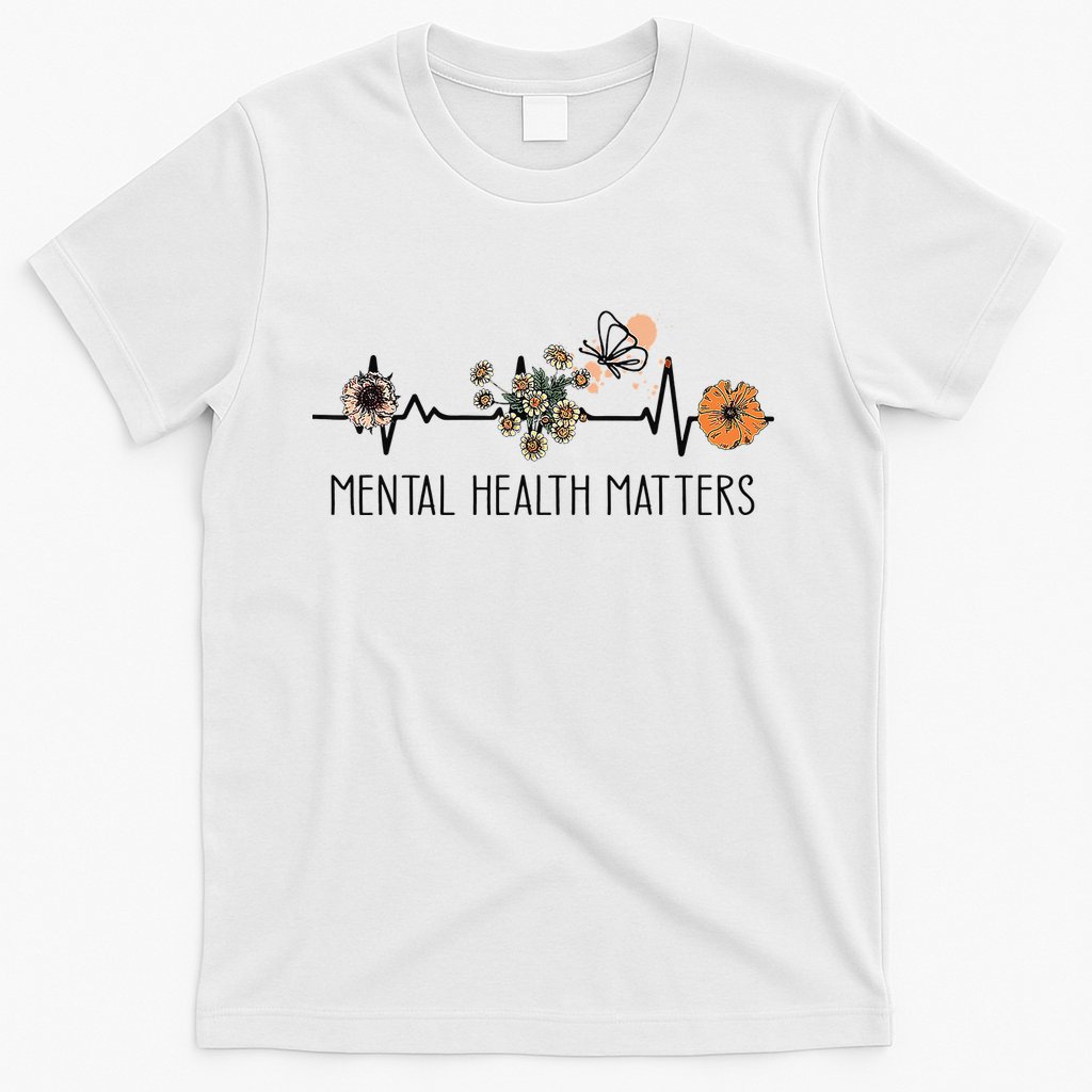 Floral Mental Health Adult and  Mental Health Awareness  T-Shirt