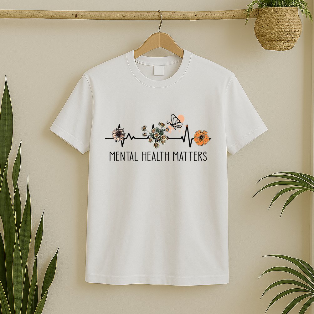 Floral Mental Health Adult and  Mental Health Awareness  T-Shirt