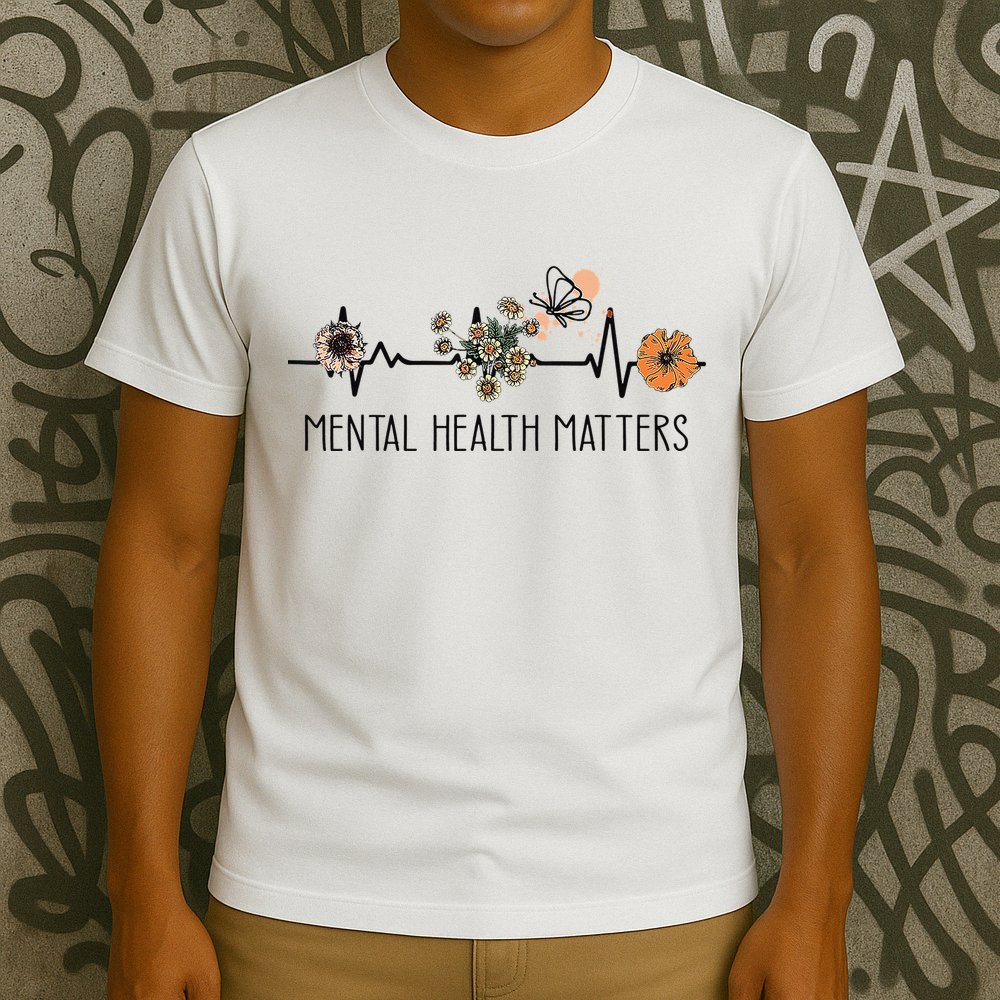 Floral Mental Health Adult and  Mental Health Awareness  T-Shirt