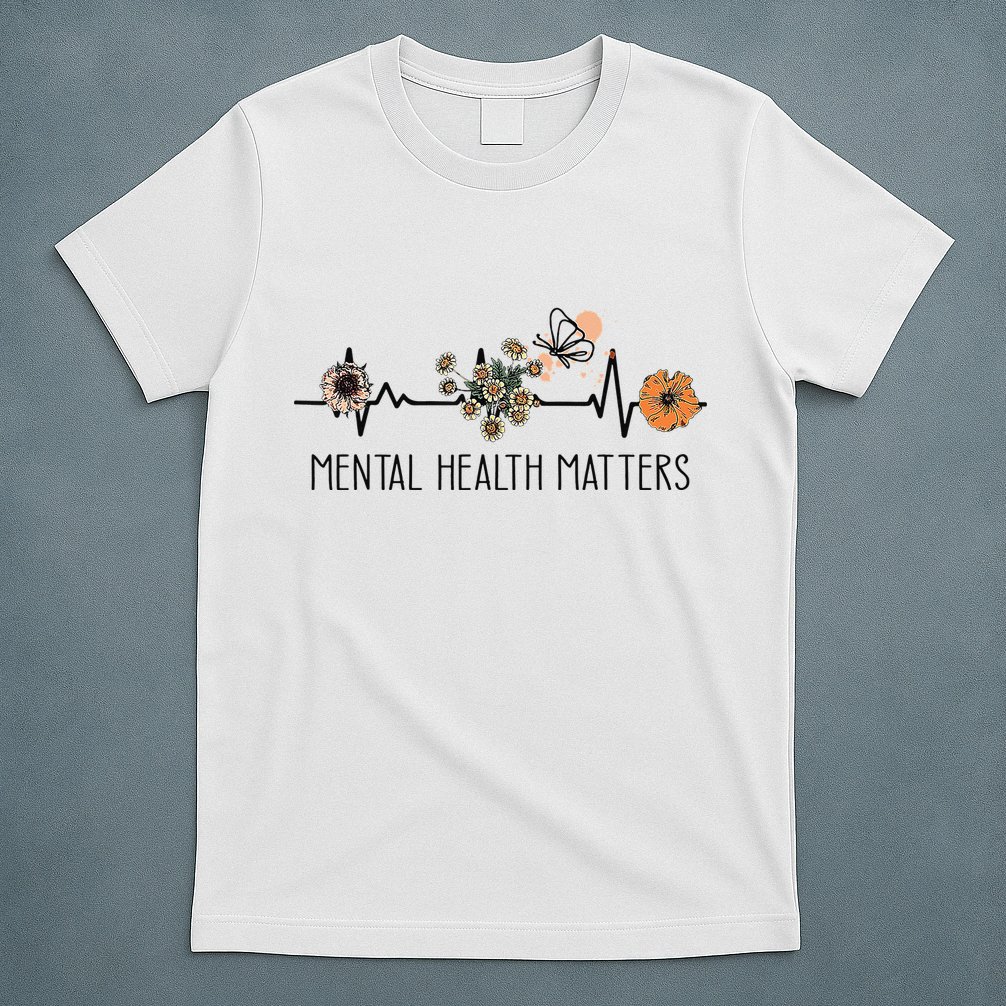 Floral Mental Health Adult and  Mental Health Awareness  T-Shirt