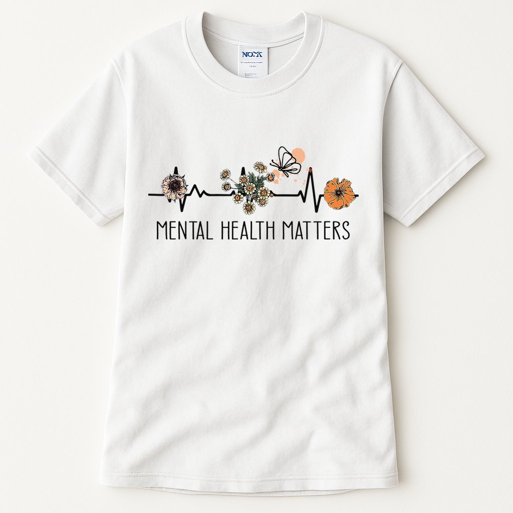 Floral Mental Health Adult and  Mental Health Awareness  Tall T-Shirt