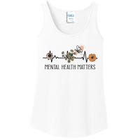 Floral Mental Health Adult and  Mental Health Awareness  Ladies Essential Tank