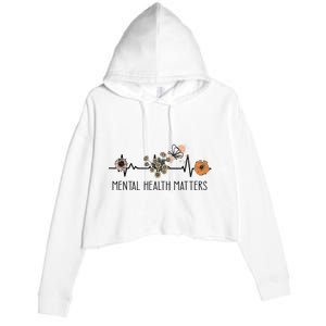 Floral Mental Health Adult and  Mental Health Awareness  Crop Fleece Hoodie