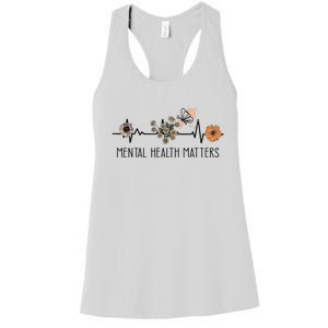 Floral Mental Health Adult and  Mental Health Awareness  Women's Racerback Tank