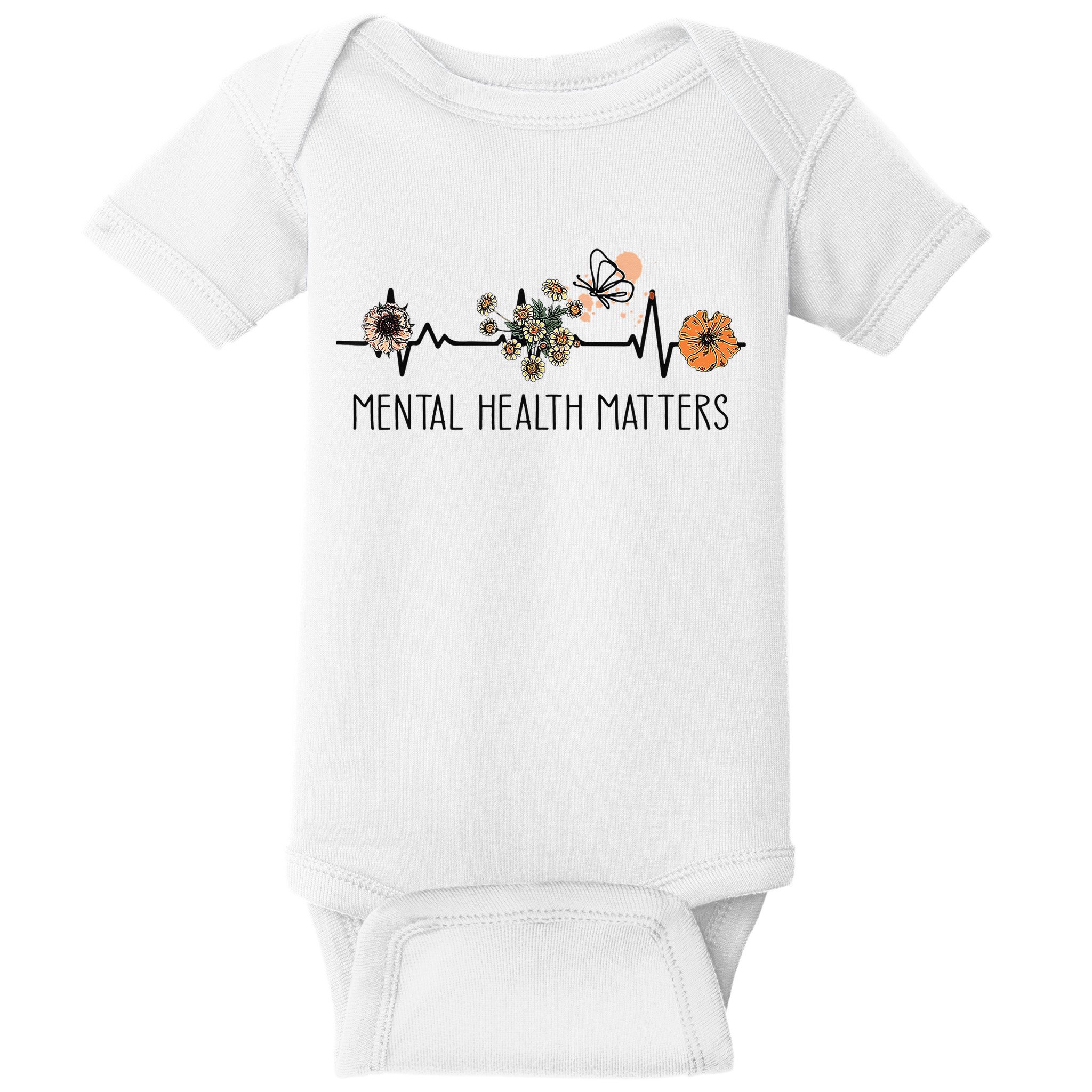 Floral Mental Health Adult and  Mental Health Awareness  Baby Bodysuit
