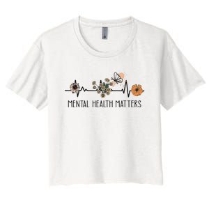 Floral Mental Health Adult and  Mental Health Awareness  Women's Crop Top Tee