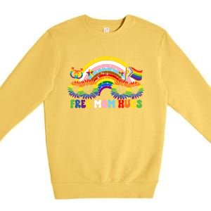 Free Mom Hugs Rainbow Lgbt Lesbian Pride Meaningful Gift Premium Crewneck Sweatshirt