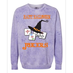 Funny Mahjong Happy Halloween Jokers Tile Game Gift Colorblast Crewneck Sweatshirt