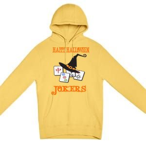 Funny Mahjong Happy Halloween Jokers Tile Game Gift Premium Pullover Hoodie