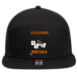 Funny Mahjong Happy Halloween Jokers Tile Game Gift 7 Panel Mesh Trucker Snapback Hat