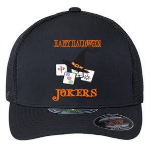 Funny Mahjong Happy Halloween Jokers Tile Game Gift Flexfit Unipanel Trucker Cap