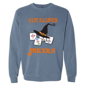 Funny Mahjong Happy Halloween Jokers Tile Game Gift Garment-Dyed Sweatshirt