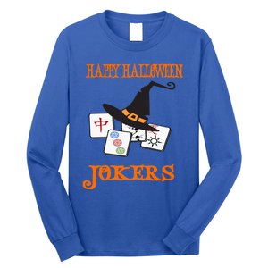 Funny Mahjong Happy Halloween Jokers Tile Game Gift Long Sleeve Shirt