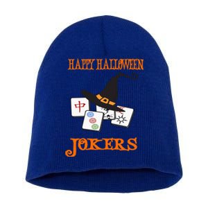 Funny Mahjong Happy Halloween Jokers Tile Game Gift Short Acrylic Beanie