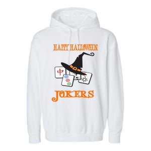 Funny Mahjong Happy Halloween Jokers Tile Game Gift Garment-Dyed Fleece Hoodie