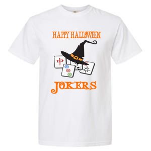 Funny Mahjong Happy Halloween Jokers Tile Game Gift Garment-Dyed Heavyweight T-Shirt