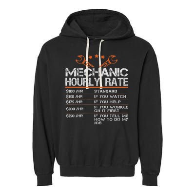 Funny Mechanic Hourly Rate Auto Car Mechanic Labor Rates Garment-Dyed Fleece Hoodie