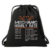 Funny Mechanic Hourly Rate Auto Car Mechanic Labor Rates Drawstring Bag
