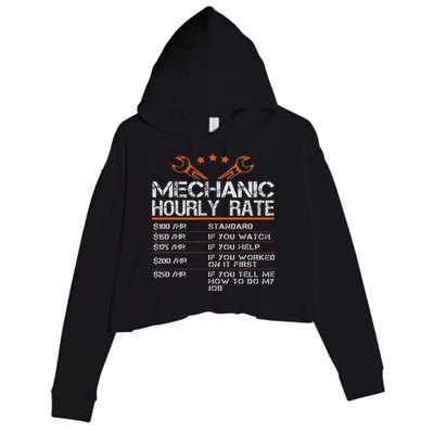 Funny Mechanic Hourly Rate Auto Car Mechanic Labor Rates Crop Fleece Hoodie
