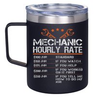 Funny Mechanic Hourly Rate Auto Car Mechanic Labor Rates 12oz Stainless Steel Coffee Mug