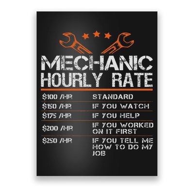 Funny Mechanic Hourly Rate Auto Car Mechanic Labor Rates Poster