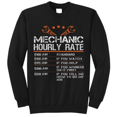 Funny Mechanic Hourly Rate Auto Car Mechanic Labor Rates Tall Sweatshirt