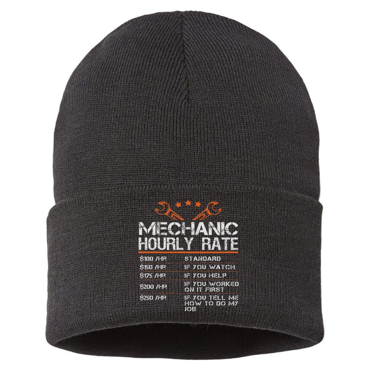Funny Mechanic Hourly Rate Auto Car Mechanic Labor Rates Sustainable Knit Beanie