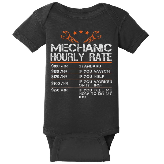 Funny Mechanic Hourly Rate Auto Car Mechanic Labor Rates Baby Bodysuit
