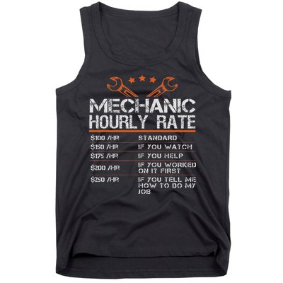 Funny Mechanic Hourly Rate Auto Car Mechanic Labor Rates Tank Top