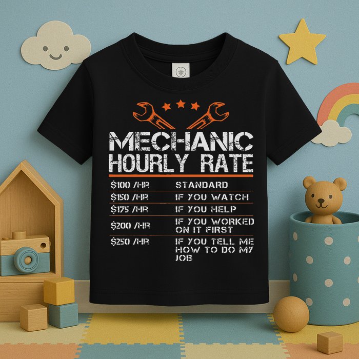 Funny Mechanic Hourly Rate Auto Car Mechanic Labor Rates Toddler T-Shirt