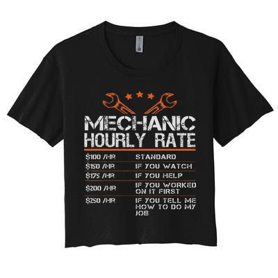 Funny Mechanic Hourly Rate Auto Car Mechanic Labor Rates Women's Crop Top Tee