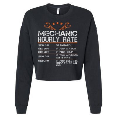 Funny Mechanic Hourly Rate Auto Car Mechanic Labor Rates Cropped Pullover Crew