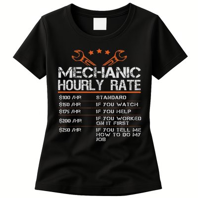 Funny Mechanic Hourly Rate Auto Car Mechanic Labor Rates Womens T-Shirt