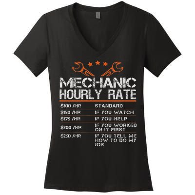 Funny Mechanic Hourly Rate Auto Car Mechanic Labor Rates Women's V-Neck T-Shirt