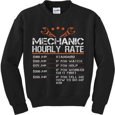 Funny Mechanic Hourly Rate Auto Car Mechanic Labor Rates Kids Sweatshirt