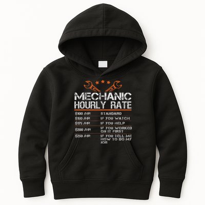 Funny Mechanic Hourly Rate Auto Car Mechanic Labor Rates Kids Hoodie