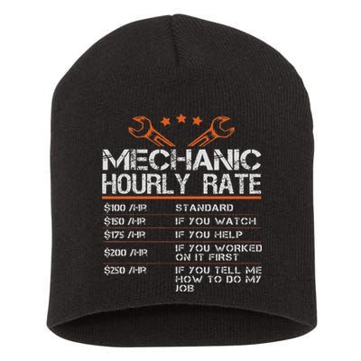 Funny Mechanic Hourly Rate Auto Car Mechanic Labor Rates Short Acrylic Beanie