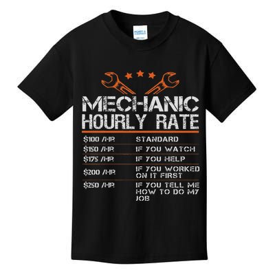 Funny Mechanic Hourly Rate Auto Car Mechanic Labor Rates Kids T-Shirt