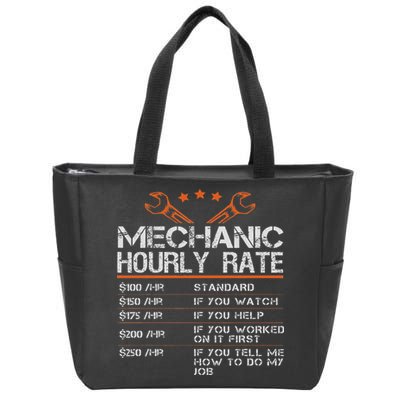 Funny Mechanic Hourly Rate Auto Car Mechanic Labor Rates Zip Tote Bag