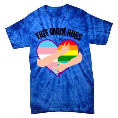 Free Mom Hugs With Rainbow And Flag Heart Lgbtq Cute Gift Tie-Dye T-Shirt