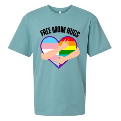 Free Mom Hugs With Rainbow And Flag Heart Lgbtq Cute Gift Sueded Cloud Jersey T-Shirt