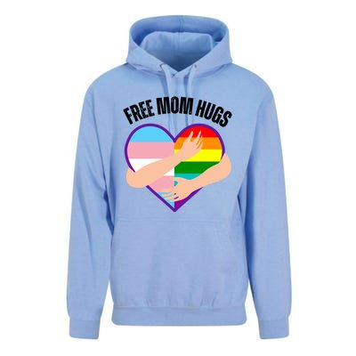 Free Mom Hugs With Rainbow And Flag Heart Lgbtq Cute Gift Unisex Surf Hoodie