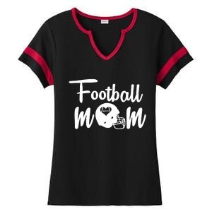 Football Mom Heart Cute Helmet Ladies Halftime Notch Neck Tee