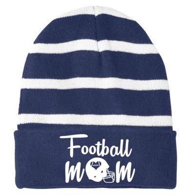 Football Mom Heart Cute Helmet Striped Beanie with Solid Band