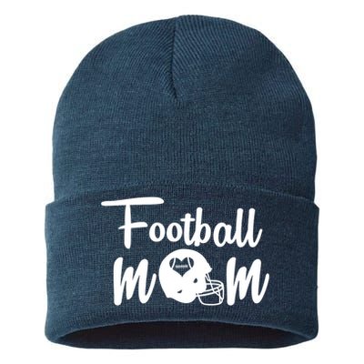 Football Mom Heart Cute Helmet Sustainable Knit Beanie